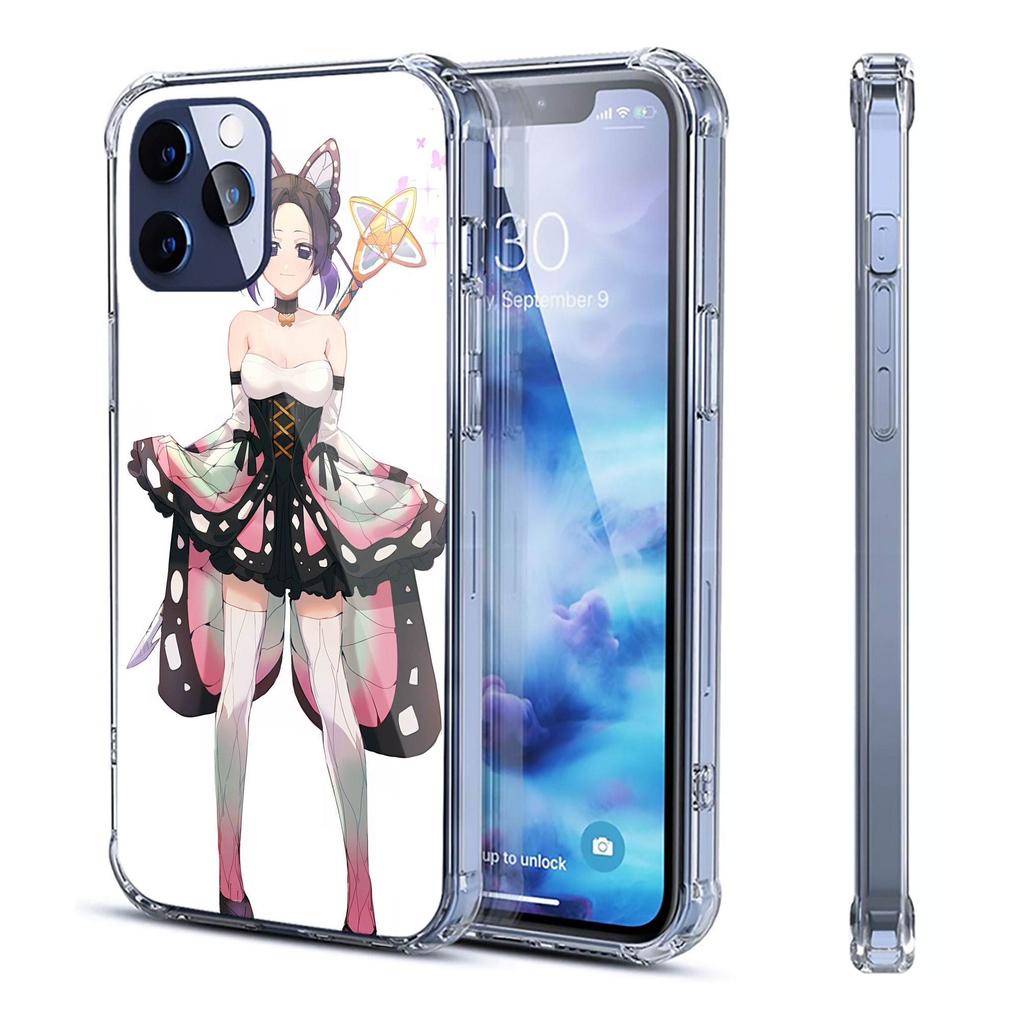 （画像用） 鬼滅の刃（きめつのやいば）蟲柱-胡蝶 しのぶ／こちょう しのぶ Kochou Shinobu 【iPhone 12シリーズ対応】透明スマホケース（クリアソフトケース）